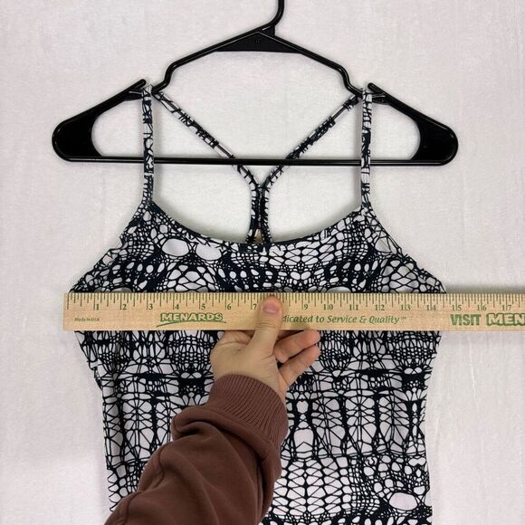 Lululemon Black & White Patterned Power Y Tank Top Size 8 - Picture 4 of 12